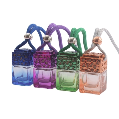 kopen Hangende auto parfumfles, vierkant 6 ml kleurrijke glazen auto parfumflessen online manufacture
