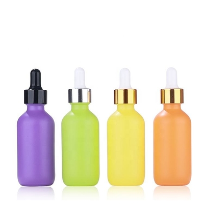 kopen 60 ml Frosted Amber Colorful Boston Ronde flessen Essentiële olie Glas Dropper Fles online manufacture
