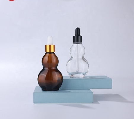 comprare Bottiglia di vetro ambra vuota Doppia zucca Flat Glass Dropper Serum 30ml online manufacture
