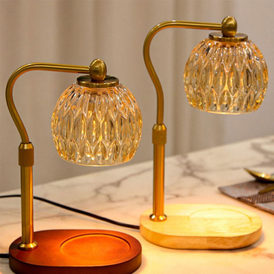 Dobra cena. Luxury Glass Candle Warmer Lamps Electric Wood Base Fragrance Aroma Burner Wax Tart Warmers w Internecie