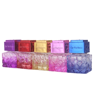 Good price Reusable Honeycomb Shape Tinted Bottle Gold Blue pink Fragrance Car air Vent Aroma Diffuser Glass 8ml Empty Bottle with Clip online
