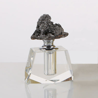 Good price 60*82mm Laser Engraved Crystal Perfume Bottle with Agata Stone Lids for Essential Oils and Attar online