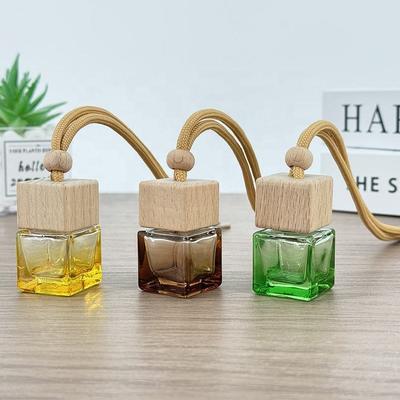 Good price 8ml Square Colored Bottle Car Perfume Brands Car Air Freshener With Screw Wood Lid online